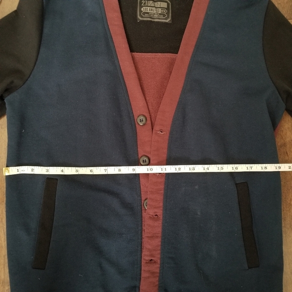 Navy and magenta colourblock cardigan - Picture 3 of 6